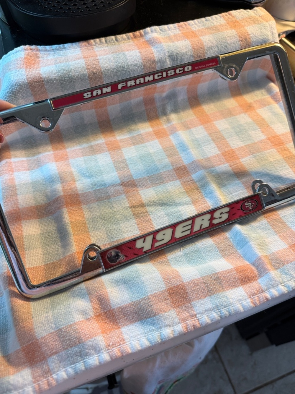 San Francisco 49ers Chrome License Plate Frame - Red Accent
